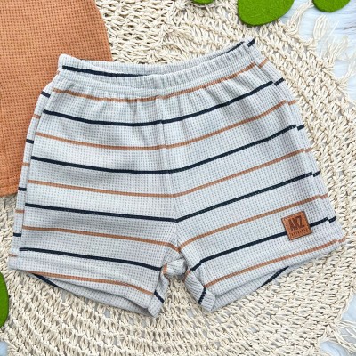 Conj. Camisa com Botões e Bermuda com Listras - Marrom